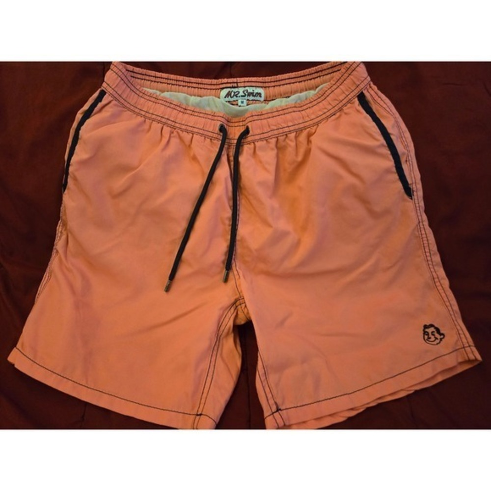 MR.Swim Men's M Orange Solid Drawstring Swim Trunks Lined